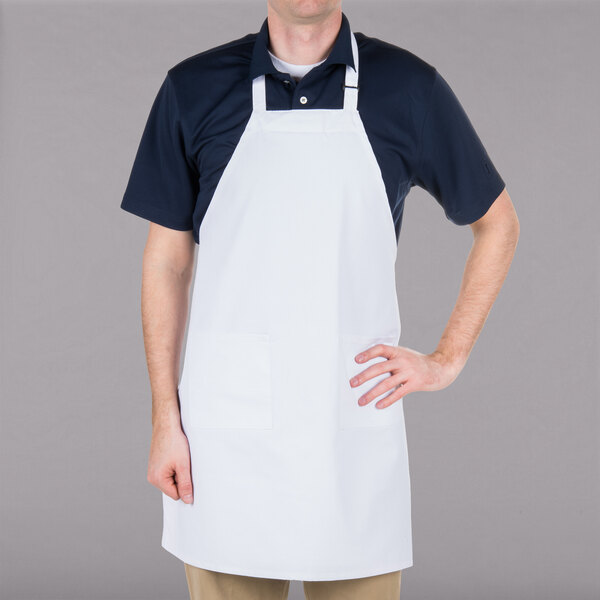 Choice White Full Length Bib Apron with Adjustable Neck with Pockets ...