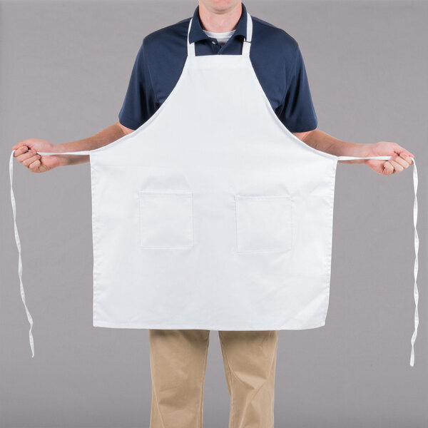 Choice White Full Length Bib Apron with Adjustable Neck with Pockets ...