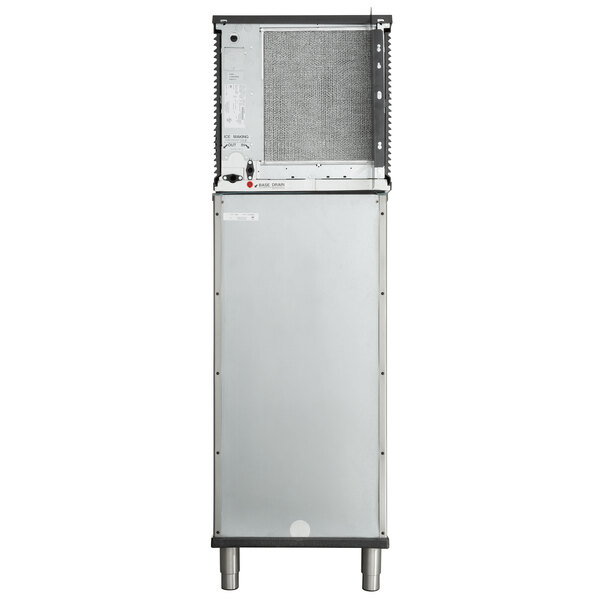 A commercial air-cooled ice machine with a large storage bin.