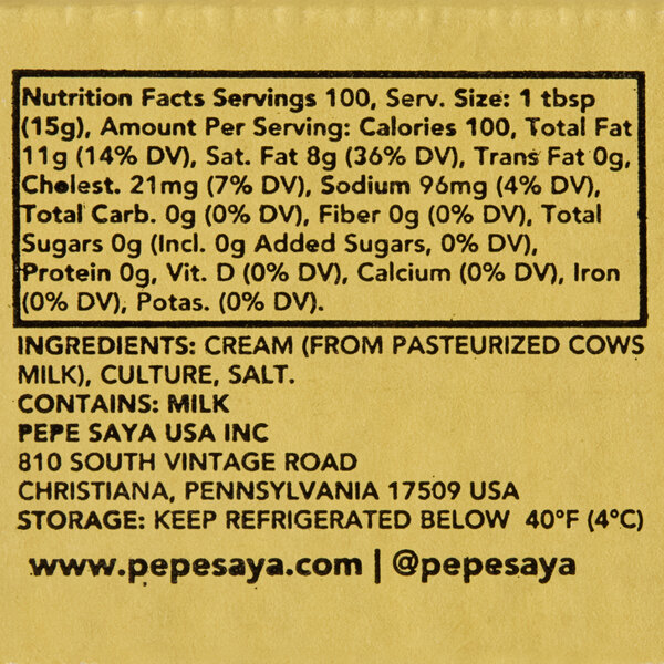 A foil-wrapped portion packet of Pepe Saya salted butter.