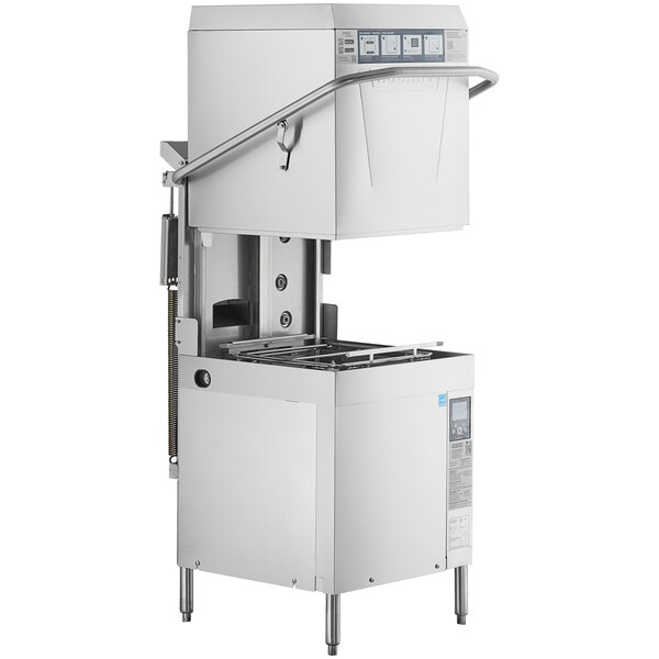 A commercial high temperature door-style ventless electric dishwasher with a booster heater.