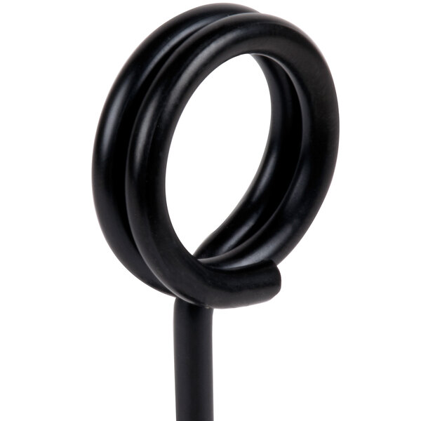 An American Metalcraft black swirl base card holder on a white background.