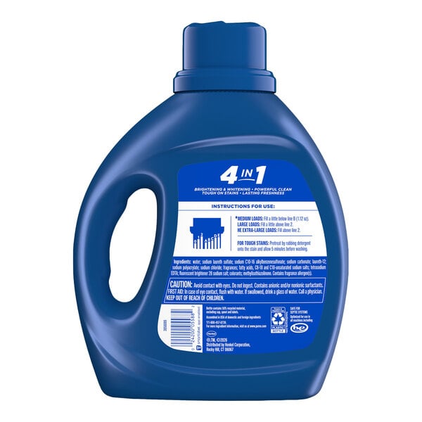 A blue plastic bottle of Purex Fresh Mountain Breeze liquid laundry detergent.