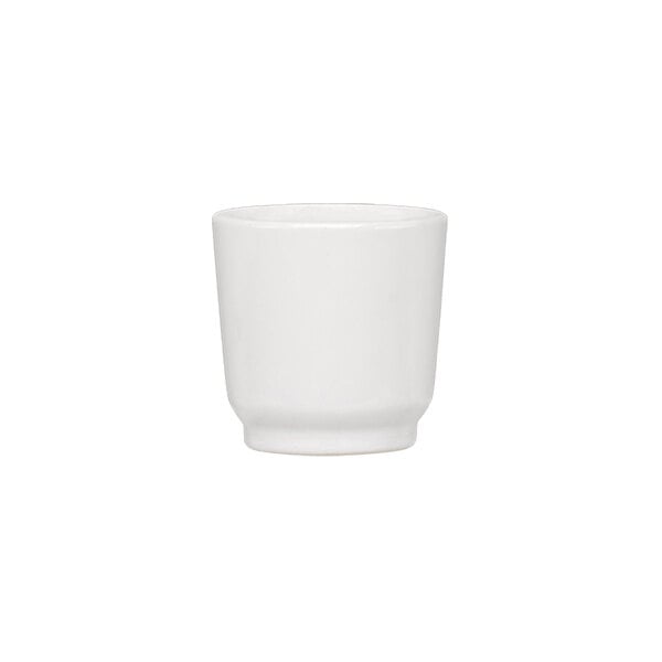 A white stoneware round egg cup with a 7 oz. capacity.