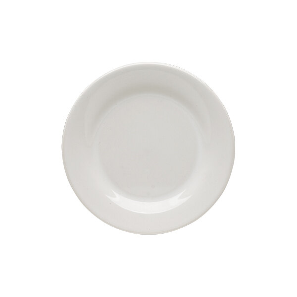 A plain white round stoneware bread and butter plate.