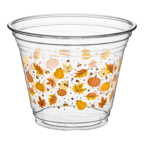 Choice 9 oz. Autumn Print PET Plastic Cold Cup - 1,000/Case
