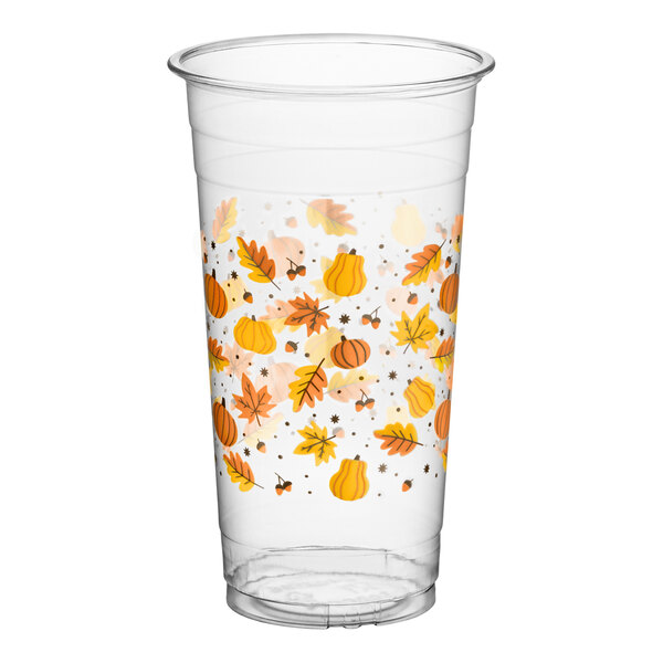 Choice 24 oz. Autumn Print PET Plastic Cold Cup - 600/Case