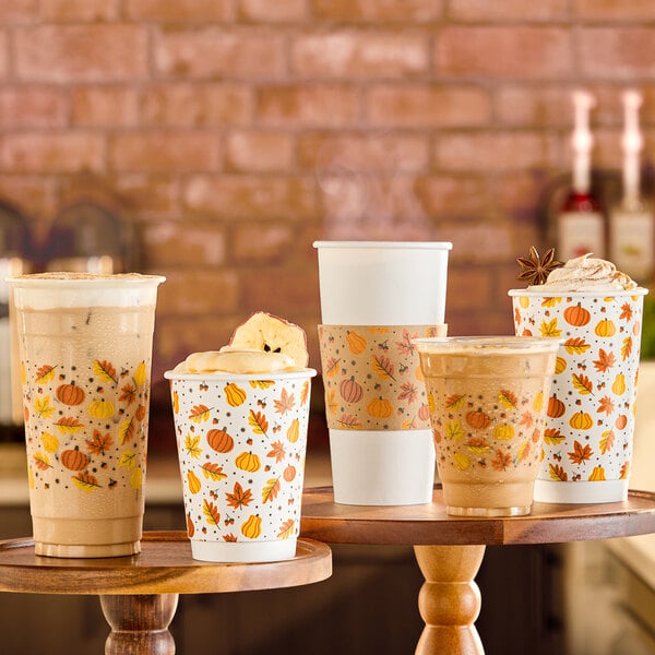 Choice 24 oz. Autumn Print PET Plastic Cold Cup - 600/Case