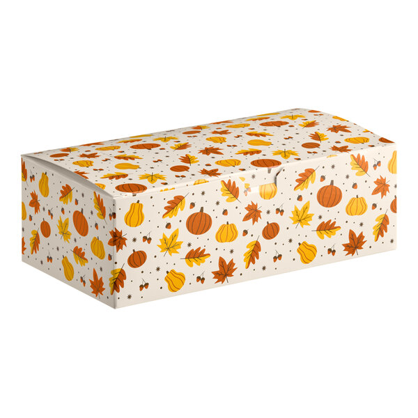 Choice 9" x 5" x 3" Autumn Take-Out Lunch / Chicken Box with Tuck Top - 250/Case