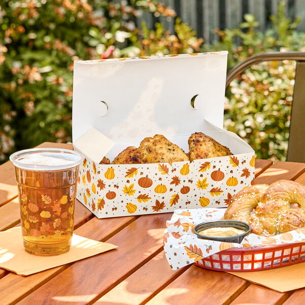 Choice 9" x 5" x 3" Autumn Take-Out Lunch / Chicken Box with Tuck Top - 250/Case