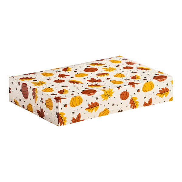 Baker's Lane 12" x 8" x 2 1/4" Autumn Auto-Popup Donut / Bakery Box - 200/Case