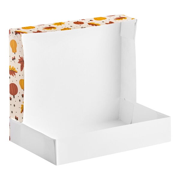 Baker's Lane 12" x 8" x 2 1/4" Autumn Auto-Popup Donut / Bakery Box - 200/Case