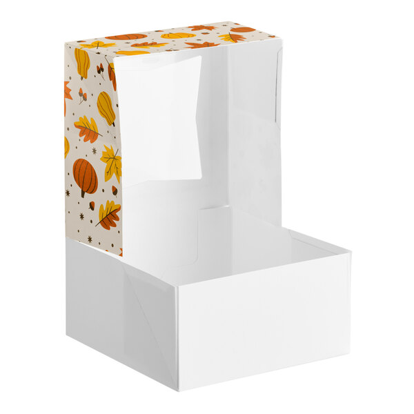 Baker's Lane 6" x 6" x 3" Autumn Auto-Popup Window Pie / Bakery Box - 150/Case