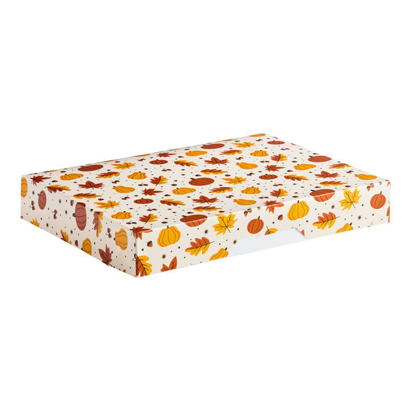 Baker's Lane 15" x 11" x 2 1/4" Autumn Auto-Popup Donut / Bakery Box - 100/Case