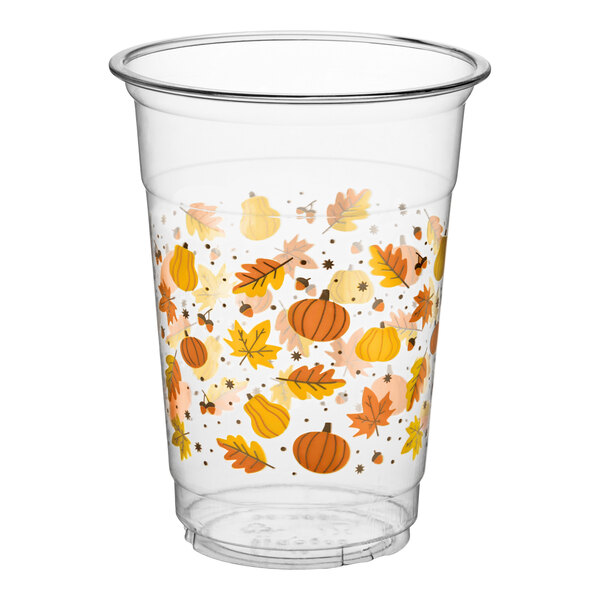 Choice 16 oz. Autumn Print PET Plastic Cold Cup - 1,000/Case