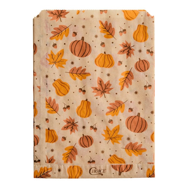 Choice 6" x 1" x 8" Autumn Print Sandwich / Cookie Bag - 2,000/Case