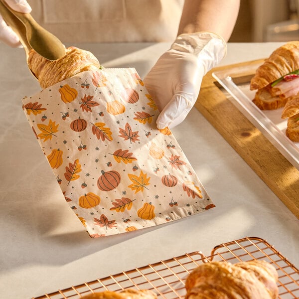 Choice 6" x 1" x 8" Autumn Print Sandwich / Cookie Bag - 2,000/Case
