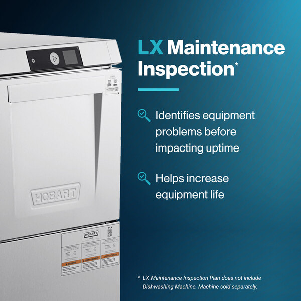 A promotional image for Hobart Proactive Maintenance Inspection services for LXN dishwashers.