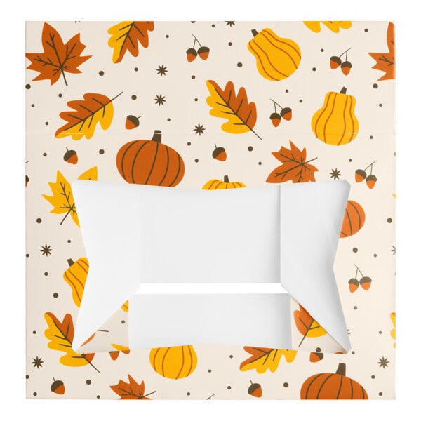 Baker's Lane 8" x 5 3/4" x 2 1/2" Autumn Auto-Popup Window Cookie / Bakery Box - 150/Case
