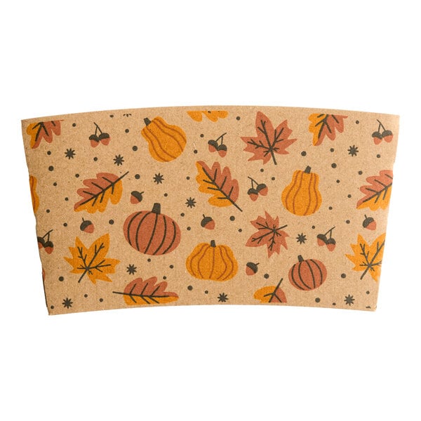 Choice 10-20 oz. Autumn Print Coffee Cup Sleeve - 1,200/Case