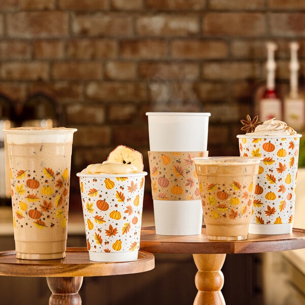 Choice 10-20 oz. Autumn Print Coffee Cup Sleeve - 1,200/Case