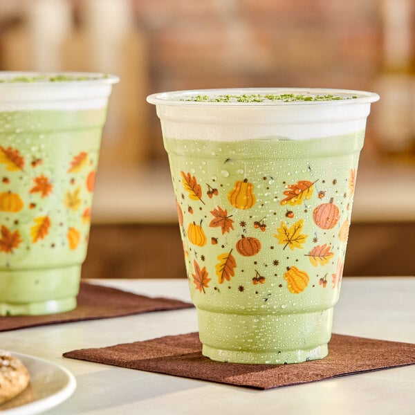 Choice 12 oz. Autumn Print PET Plastic Cold Cup - 1,000/Case