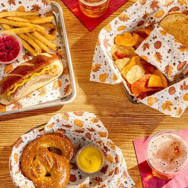 Choice 12" x 12" Autumn Print Deli Sandwich Wrap Paper - 5,000/Case