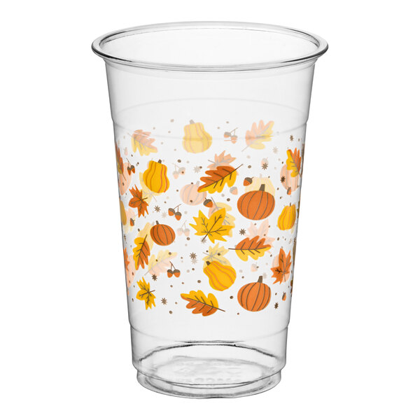 Choice 20 oz. Autumn Print PET Plastic Cold Cup - 600/Case