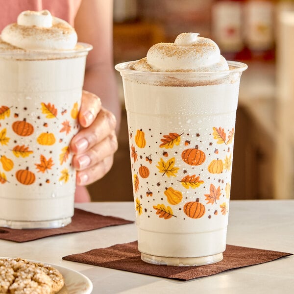 Choice 20 oz. Autumn Print PET Plastic Cold Cup - 600/Case