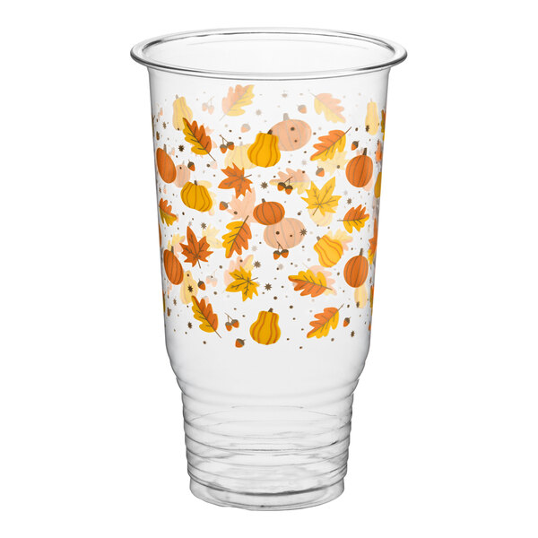 Choice 32 oz. Autumn Print PET Plastic Cold Cup - 500/Case