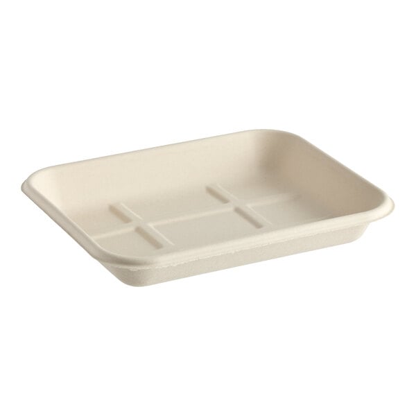 Tellus Products 9" x 7" x 1" Compostable Rectangular Fiber Meat Tray - 500/Case
