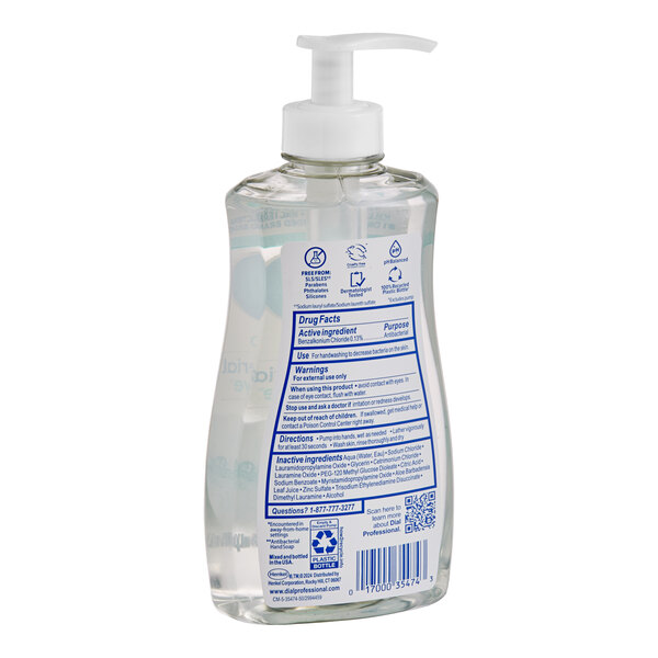 Dial Antibacterial & Sensitive™ DIA35476 11 oz. Fragrance Free Liquid Hand Soap with Pump - 12/Case