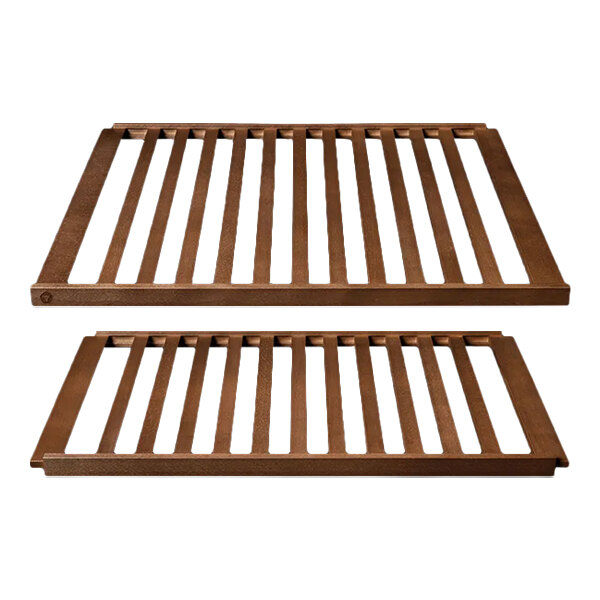 A set of two stained beechwood shelves designed for DRY AGER UX 1500 and UX 1550 units.