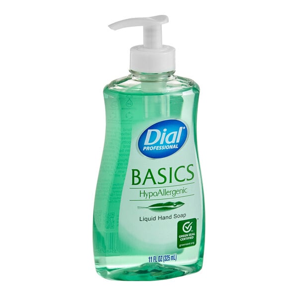 Dial Professional Basics DIA35488 11 oz. Hypoallergenic Liquid Hand Soap with Pump - 12/Case
