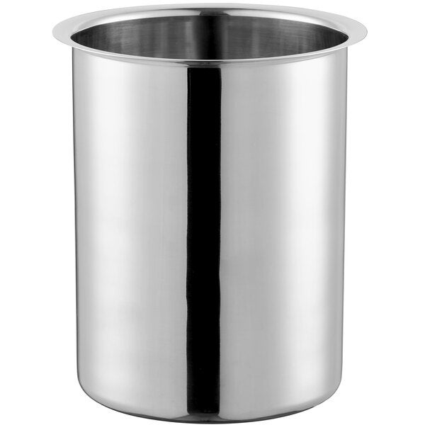 A stainless steel bain marie pot with a 2-quart capacity.