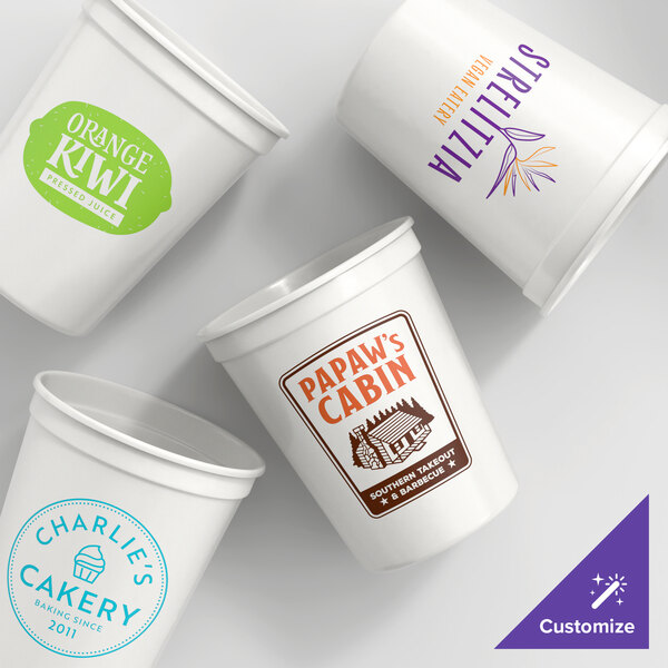 Novolex Memorables 16 oz. Customizable White Squat Plastic Souvenir Cup - 500/Case