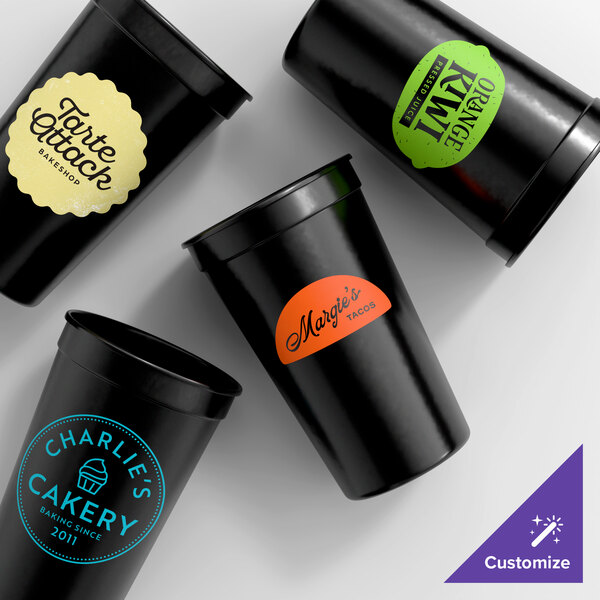 Novolex Memorables 22 oz. Customizable Black Tall Plastic Souvenir Cup - 500/Case