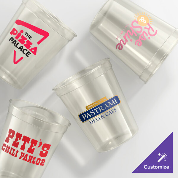 Novolex Memorables 16 oz. Customizable Natural to Green Color-Changing Squat Plastic Souvenir Cup - 500/Case