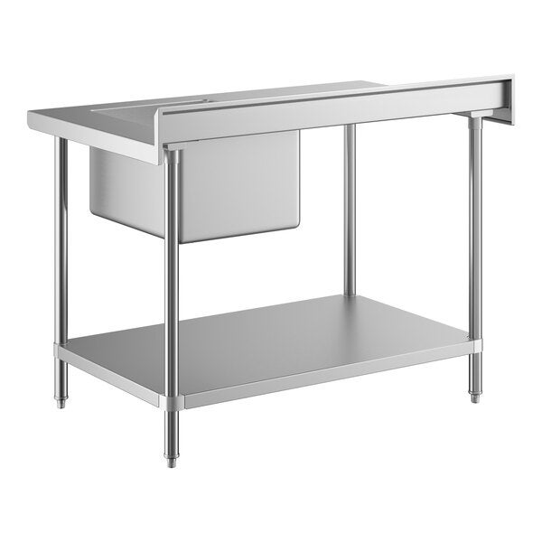Regency 30" x 48" 16 Gauge Stainless Steel Work Table with Sink and Undershelf - Sink on Right