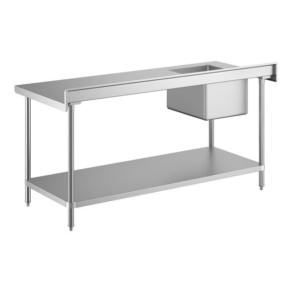Regency 30" x 72" 16 Gauge Stainless Steel Work Table with Sink and Undershelf - Sink on Left