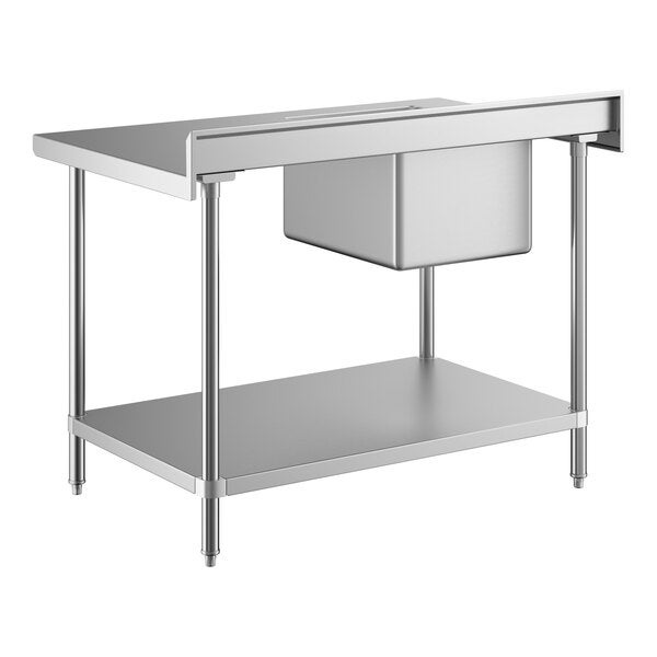Regency 30" x 48" 16 Gauge Stainless Steel Work Table with Sink and Undershelf - Sink on Left