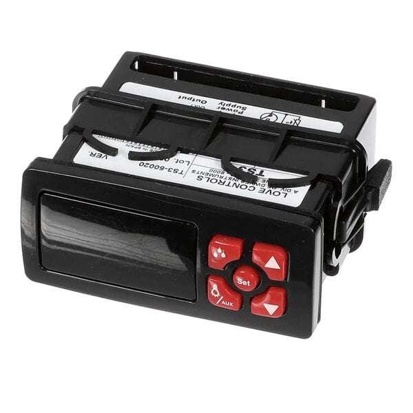 A Cambro S21049 plate heater with a digital display and red control buttons.