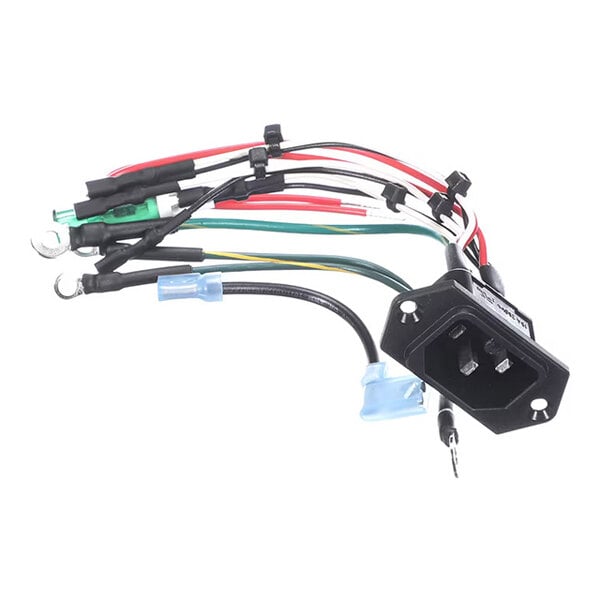 An AC inlet kit with multiple colored wires and connectors, designed for electrical installations.