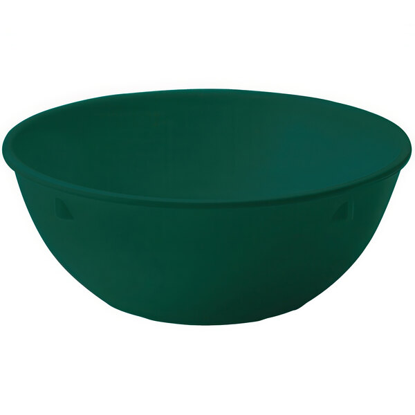 A green bowl with a white background.