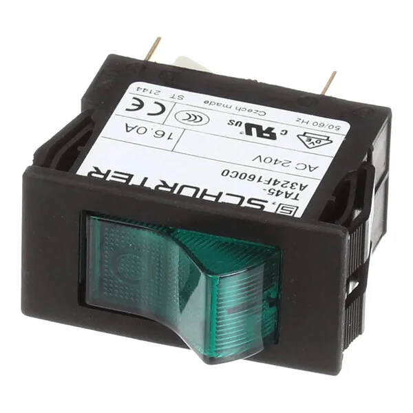 A green DPST rocker switch labeled for 16A and 240V use.