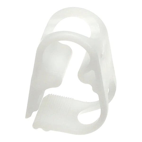 A white plastic clamp hose shut off device.