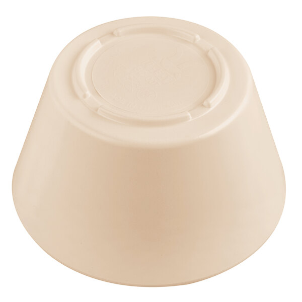 A tan melamine bowl.