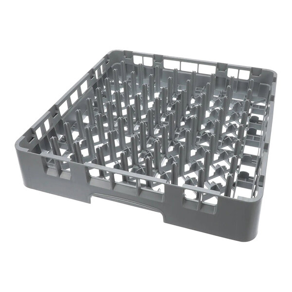 A gray plastic peg rack used for washing and storing dishes or glassware.