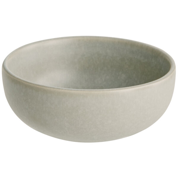 A small, round, ash gray bowl with a matte finish.