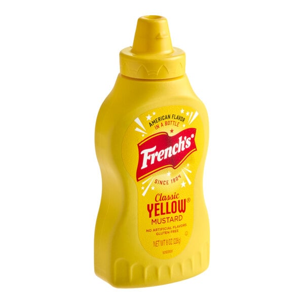 French's Classic Yellow Mustard Squeeze Bottle 8 oz. - 12/Case